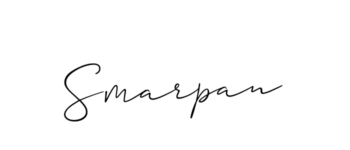 Design your own signature with our free online signature maker. With this signature software, you can create a handwritten (Allison_Script) signature for name Smarpan. Smarpan signature style 2 images and pictures png