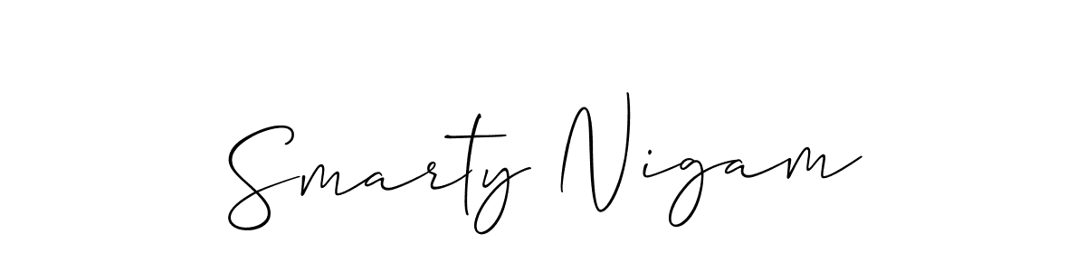 Allison_Script is a professional signature style that is perfect for those who want to add a touch of class to their signature. It is also a great choice for those who want to make their signature more unique. Get Smarty Nigam name to fancy signature for free. Smarty Nigam signature style 2 images and pictures png