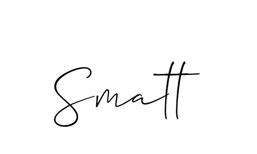 Design your own signature with our free online signature maker. With this signature software, you can create a handwritten (Allison_Script) signature for name Smatt. Smatt signature style 2 images and pictures png