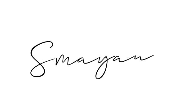 Create a beautiful signature design for name Smayan. With this signature (Allison_Script) fonts, you can make a handwritten signature for free. Smayan signature style 2 images and pictures png