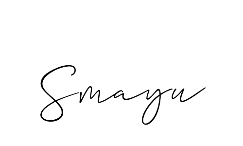 Design your own signature with our free online signature maker. With this signature software, you can create a handwritten (Allison_Script) signature for name Smayu. Smayu signature style 2 images and pictures png