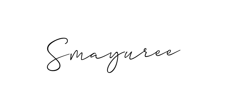 The best way (Allison_Script) to make a short signature is to pick only two or three words in your name. The name Smayuree include a total of six letters. For converting this name. Smayuree signature style 2 images and pictures png