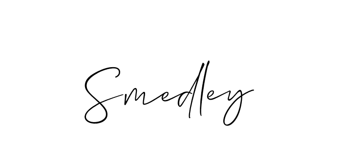 Use a signature maker to create a handwritten signature online. With this signature software, you can design (Allison_Script) your own signature for name Smedley. Smedley signature style 2 images and pictures png