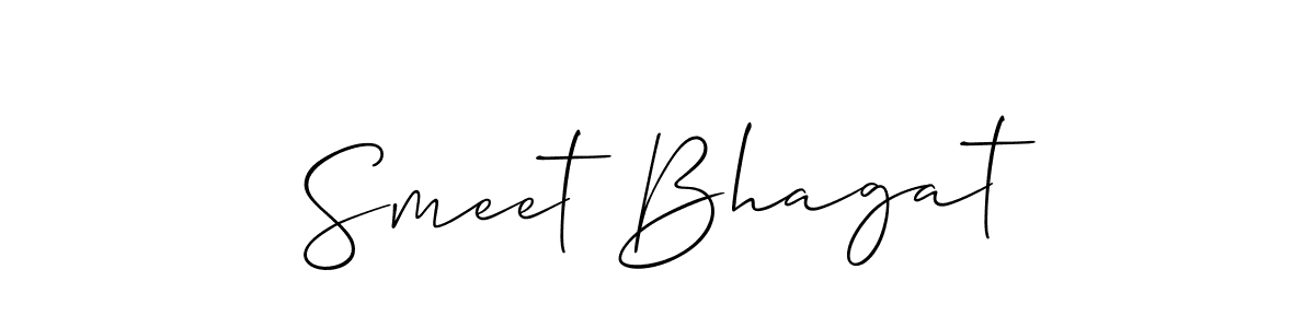 Also You can easily find your signature by using the search form. We will create Smeet Bhagat name handwritten signature images for you free of cost using Allison_Script sign style. Smeet Bhagat signature style 2 images and pictures png