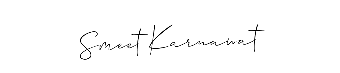 Similarly Allison_Script is the best handwritten signature design. Signature creator online .You can use it as an online autograph creator for name Smeet Karnawat. Smeet Karnawat signature style 2 images and pictures png