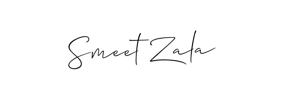 The best way (Allison_Script) to make a short signature is to pick only two or three words in your name. The name Smeet Zala include a total of six letters. For converting this name. Smeet Zala signature style 2 images and pictures png