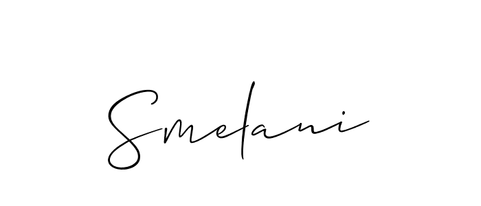 Design your own signature with our free online signature maker. With this signature software, you can create a handwritten (Allison_Script) signature for name Smelani. Smelani signature style 2 images and pictures png