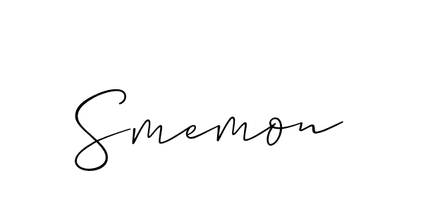 Create a beautiful signature design for name Smemon. With this signature (Allison_Script) fonts, you can make a handwritten signature for free. Smemon signature style 2 images and pictures png