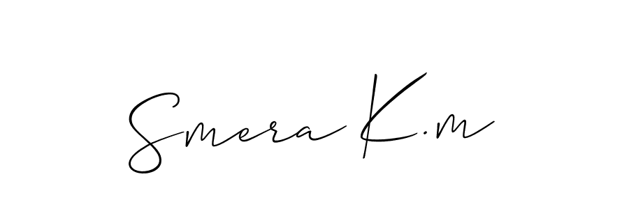Make a beautiful signature design for name Smera K.m. With this signature (Allison_Script) style, you can create a handwritten signature for free. Smera K.m signature style 2 images and pictures png