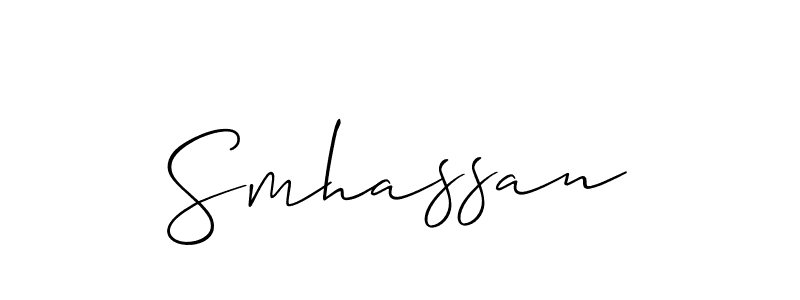 Create a beautiful signature design for name Smhassan. With this signature (Allison_Script) fonts, you can make a handwritten signature for free. Smhassan signature style 2 images and pictures png