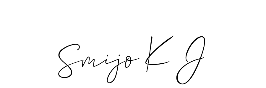 Allison_Script is a professional signature style that is perfect for those who want to add a touch of class to their signature. It is also a great choice for those who want to make their signature more unique. Get Smijo K J name to fancy signature for free. Smijo K J signature style 2 images and pictures png