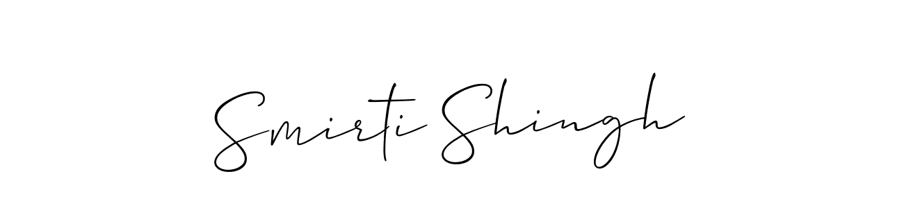 Allison_Script is a professional signature style that is perfect for those who want to add a touch of class to their signature. It is also a great choice for those who want to make their signature more unique. Get Smirti Shingh name to fancy signature for free. Smirti Shingh signature style 2 images and pictures png