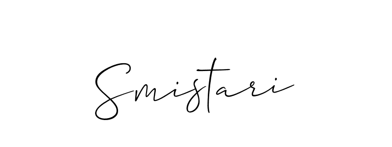Design your own signature with our free online signature maker. With this signature software, you can create a handwritten (Allison_Script) signature for name Smistari. Smistari signature style 2 images and pictures png