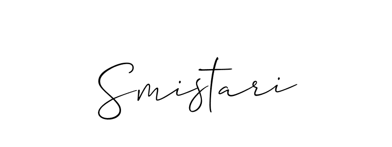 Use a signature maker to create a handwritten signature online. With this signature software, you can design (Allison_Script) your own signature for name Smistari. Smistari signature style 2 images and pictures png