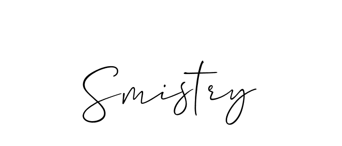 Make a beautiful signature design for name Smistry. With this signature (Allison_Script) style, you can create a handwritten signature for free. Smistry signature style 2 images and pictures png