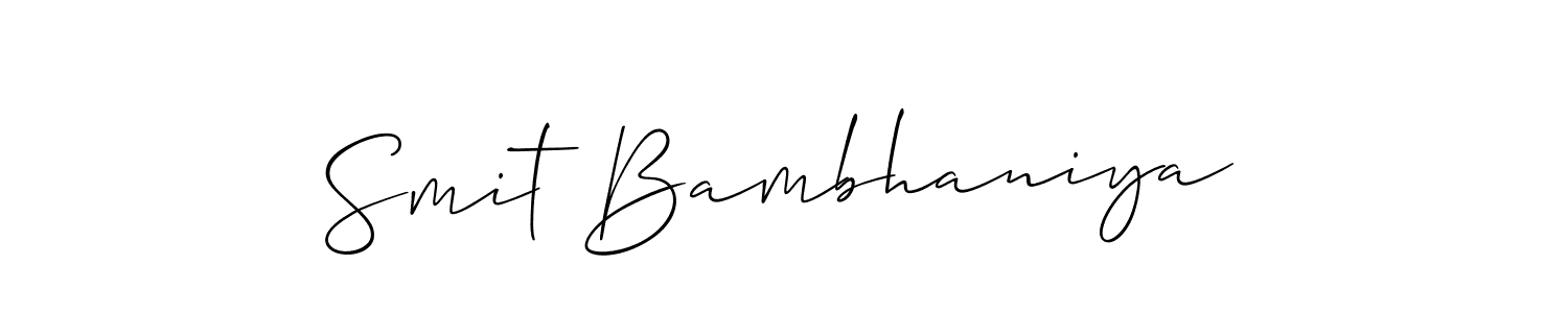It looks lik you need a new signature style for name Smit Bambhaniya. Design unique handwritten (Allison_Script) signature with our free signature maker in just a few clicks. Smit Bambhaniya signature style 2 images and pictures png