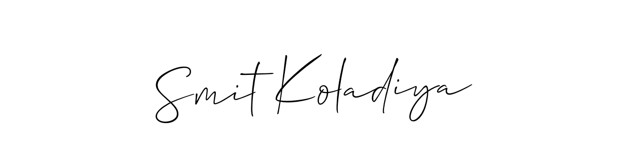 Use a signature maker to create a handwritten signature online. With this signature software, you can design (Allison_Script) your own signature for name Smit Koladiya. Smit Koladiya signature style 2 images and pictures png