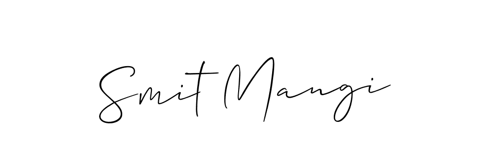 Design your own signature with our free online signature maker. With this signature software, you can create a handwritten (Allison_Script) signature for name Smit Mangi. Smit Mangi signature style 2 images and pictures png