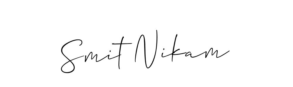 How to make Smit Nikam name signature. Use Allison_Script style for creating short signs online. This is the latest handwritten sign. Smit Nikam signature style 2 images and pictures png