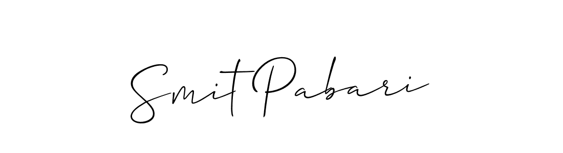 The best way (Allison_Script) to make a short signature is to pick only two or three words in your name. The name Smit Pabari include a total of six letters. For converting this name. Smit Pabari signature style 2 images and pictures png