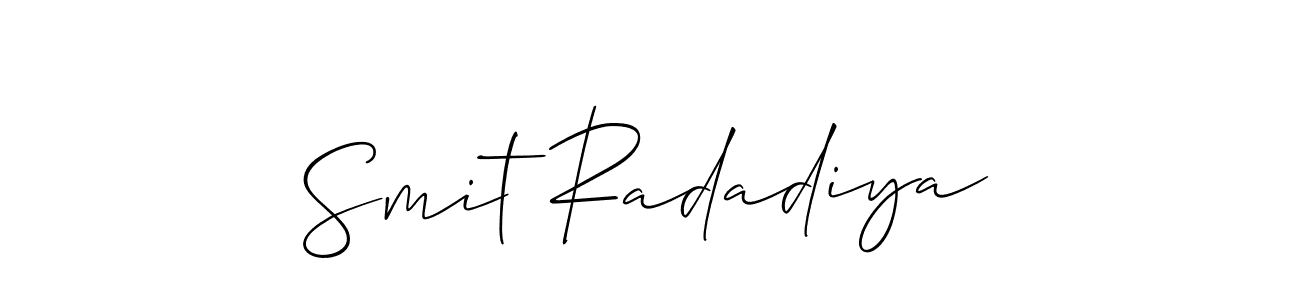 How to Draw Smit Radadiya signature style? Allison_Script is a latest design signature styles for name Smit Radadiya. Smit Radadiya signature style 2 images and pictures png