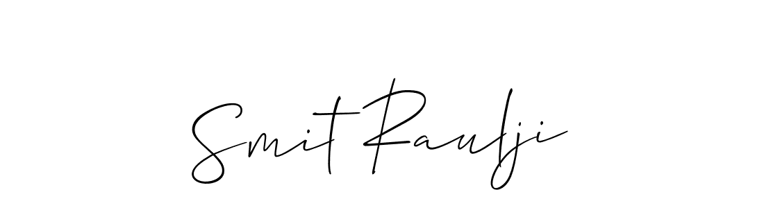 The best way (Allison_Script) to make a short signature is to pick only two or three words in your name. The name Smit Raulji include a total of six letters. For converting this name. Smit Raulji signature style 2 images and pictures png