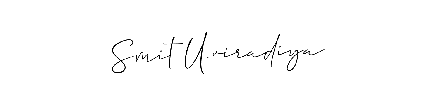 How to make Smit U.viradiya name signature. Use Allison_Script style for creating short signs online. This is the latest handwritten sign. Smit U.viradiya signature style 2 images and pictures png