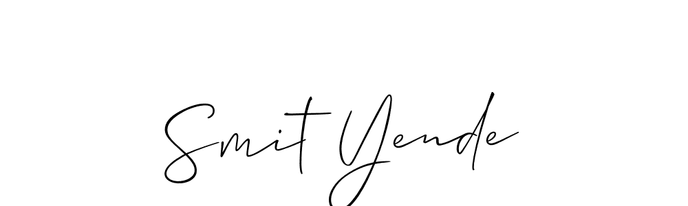 Allison_Script is a professional signature style that is perfect for those who want to add a touch of class to their signature. It is also a great choice for those who want to make their signature more unique. Get Smit Yende name to fancy signature for free. Smit Yende signature style 2 images and pictures png