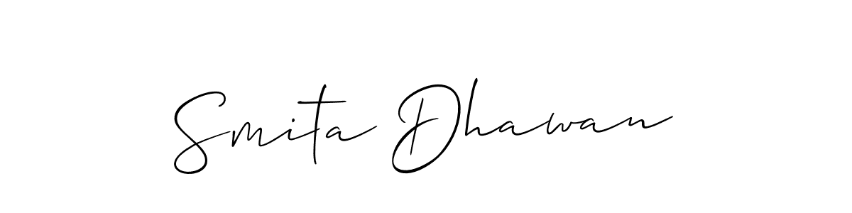 Make a beautiful signature design for name Smita Dhawan. With this signature (Allison_Script) style, you can create a handwritten signature for free. Smita Dhawan signature style 2 images and pictures png