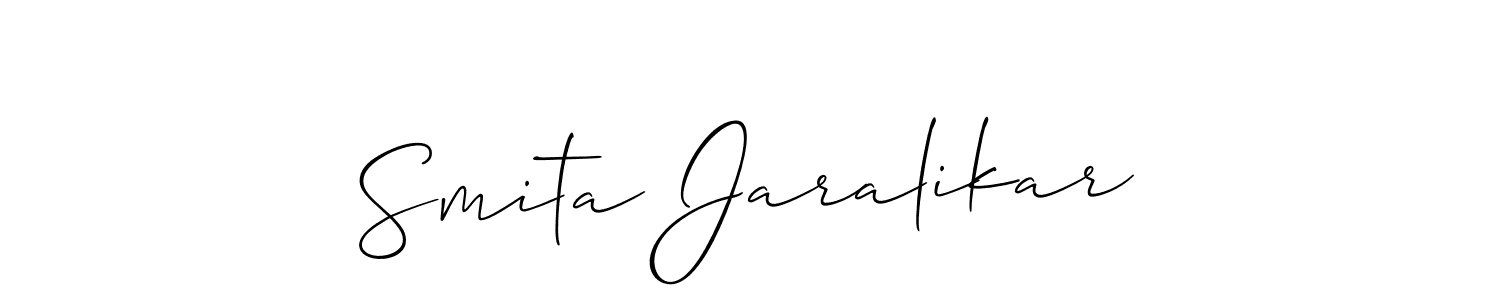 You should practise on your own different ways (Allison_Script) to write your name (Smita Jaralikar) in signature. don't let someone else do it for you. Smita Jaralikar signature style 2 images and pictures png