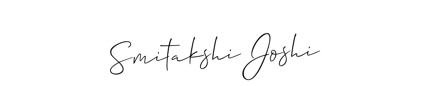 Use a signature maker to create a handwritten signature online. With this signature software, you can design (Allison_Script) your own signature for name Smitakshi Joshi. Smitakshi Joshi signature style 2 images and pictures png