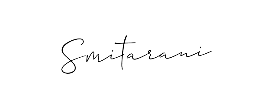 It looks lik you need a new signature style for name Smitarani. Design unique handwritten (Allison_Script) signature with our free signature maker in just a few clicks. Smitarani signature style 2 images and pictures png