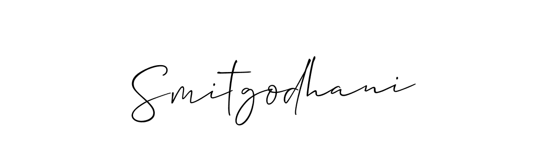 You can use this online signature creator to create a handwritten signature for the name Smitgodhani. This is the best online autograph maker. Smitgodhani signature style 2 images and pictures png