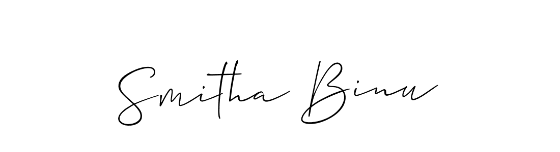 Make a beautiful signature design for name Smitha Binu. With this signature (Allison_Script) style, you can create a handwritten signature for free. Smitha Binu signature style 2 images and pictures png