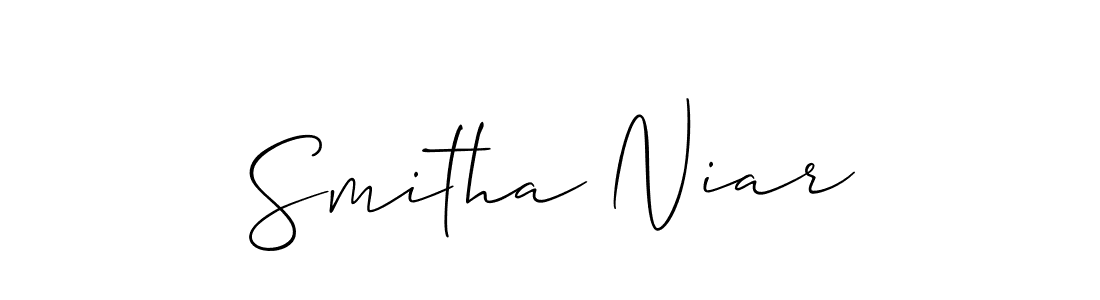 You should practise on your own different ways (Allison_Script) to write your name (Smitha Niar) in signature. don't let someone else do it for you. Smitha Niar signature style 2 images and pictures png