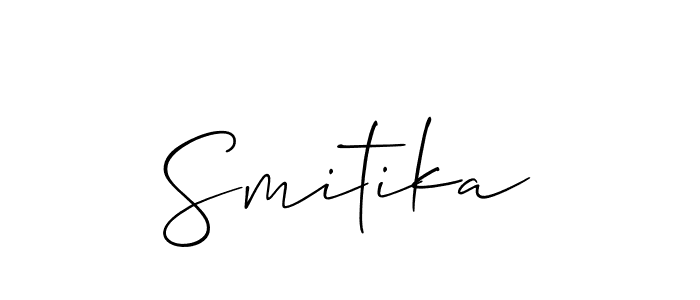It looks lik you need a new signature style for name Smitika. Design unique handwritten (Allison_Script) signature with our free signature maker in just a few clicks. Smitika signature style 2 images and pictures png