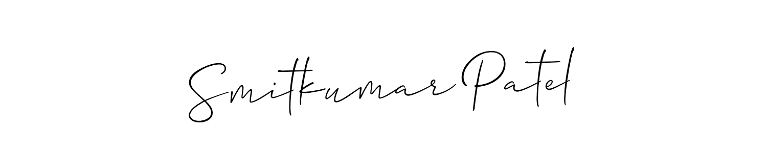 Make a beautiful signature design for name Smitkumar Patel. With this signature (Allison_Script) style, you can create a handwritten signature for free. Smitkumar Patel signature style 2 images and pictures png