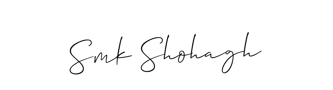 How to make Smk Shohagh name signature. Use Allison_Script style for creating short signs online. This is the latest handwritten sign. Smk Shohagh signature style 2 images and pictures png