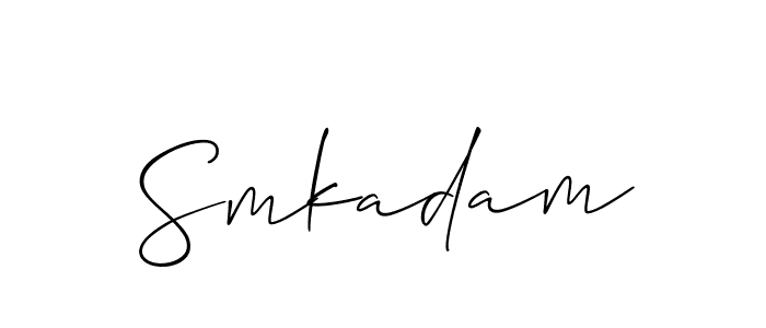 Allison_Script is a professional signature style that is perfect for those who want to add a touch of class to their signature. It is also a great choice for those who want to make their signature more unique. Get Smkadam name to fancy signature for free. Smkadam signature style 2 images and pictures png