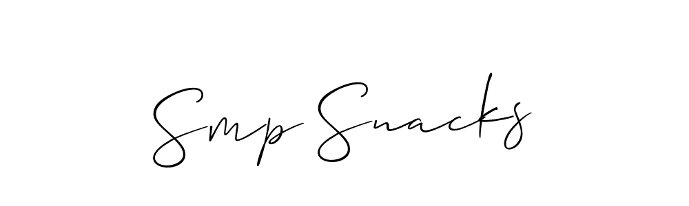 Create a beautiful signature design for name Smp Snacks. With this signature (Allison_Script) fonts, you can make a handwritten signature for free. Smp Snacks signature style 2 images and pictures png