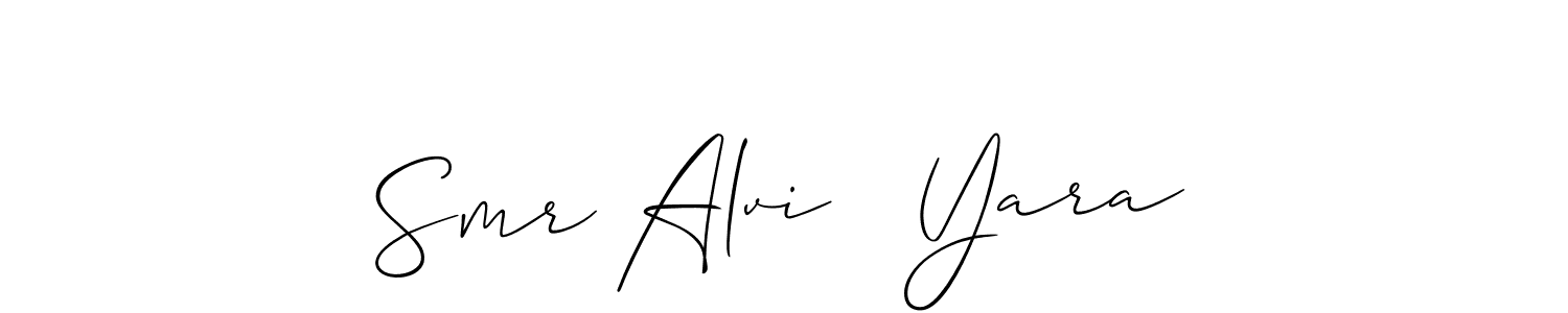 Similarly Allison_Script is the best handwritten signature design. Signature creator online .You can use it as an online autograph creator for name Smr Alvi   Yara. Smr Alvi   Yara signature style 2 images and pictures png