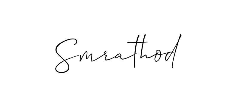 if you are searching for the best signature style for your name Smrathod. so please give up your signature search. here we have designed multiple signature styles  using Allison_Script. Smrathod signature style 2 images and pictures png