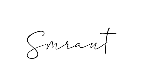 The best way (Allison_Script) to make a short signature is to pick only two or three words in your name. The name Smraut include a total of six letters. For converting this name. Smraut signature style 2 images and pictures png