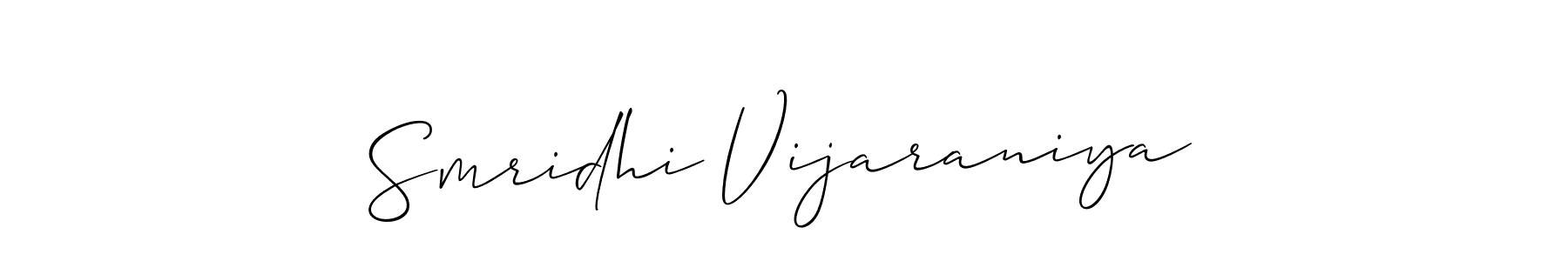 It looks lik you need a new signature style for name Smridhi Vijaraniya. Design unique handwritten (Allison_Script) signature with our free signature maker in just a few clicks. Smridhi Vijaraniya signature style 2 images and pictures png