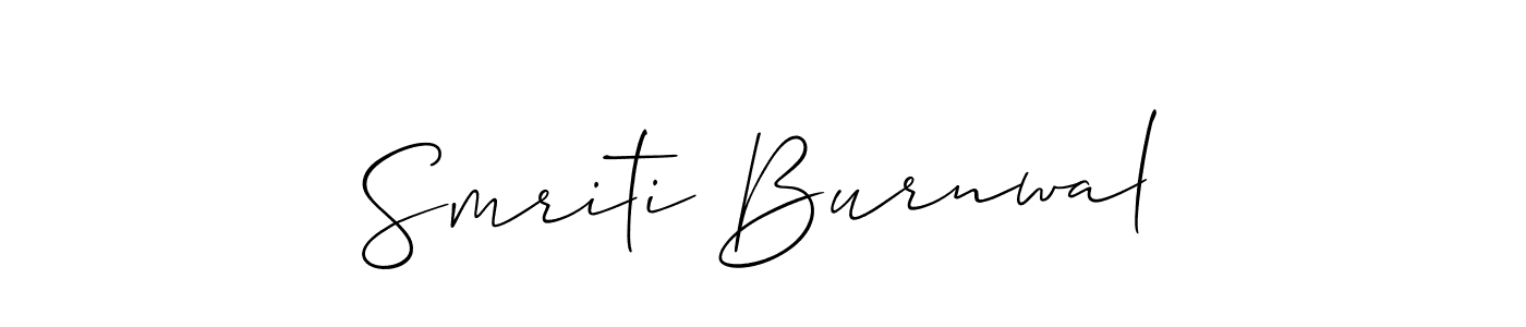 It looks lik you need a new signature style for name Smriti Burnwal. Design unique handwritten (Allison_Script) signature with our free signature maker in just a few clicks. Smriti Burnwal signature style 2 images and pictures png