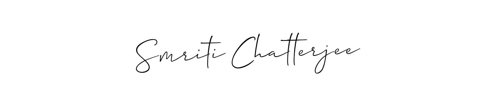 if you are searching for the best signature style for your name Smriti Chatterjee. so please give up your signature search. here we have designed multiple signature styles  using Allison_Script. Smriti Chatterjee signature style 2 images and pictures png