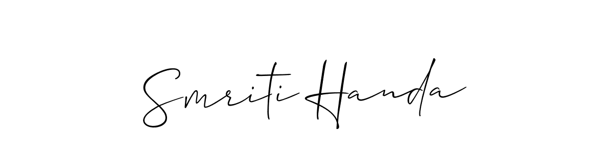Similarly Allison_Script is the best handwritten signature design. Signature creator online .You can use it as an online autograph creator for name Smriti Handa. Smriti Handa signature style 2 images and pictures png