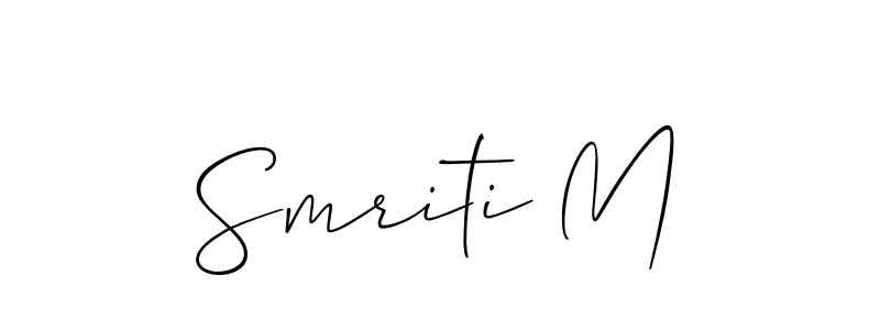 How to make Smriti M name signature. Use Allison_Script style for creating short signs online. This is the latest handwritten sign. Smriti M signature style 2 images and pictures png