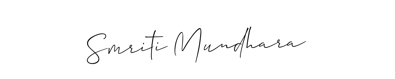 Make a short Smriti Mundhara signature style. Manage your documents anywhere anytime using Allison_Script. Create and add eSignatures, submit forms, share and send files easily. Smriti Mundhara signature style 2 images and pictures png
