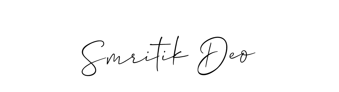 Also You can easily find your signature by using the search form. We will create Smritik Deo name handwritten signature images for you free of cost using Allison_Script sign style. Smritik Deo signature style 2 images and pictures png